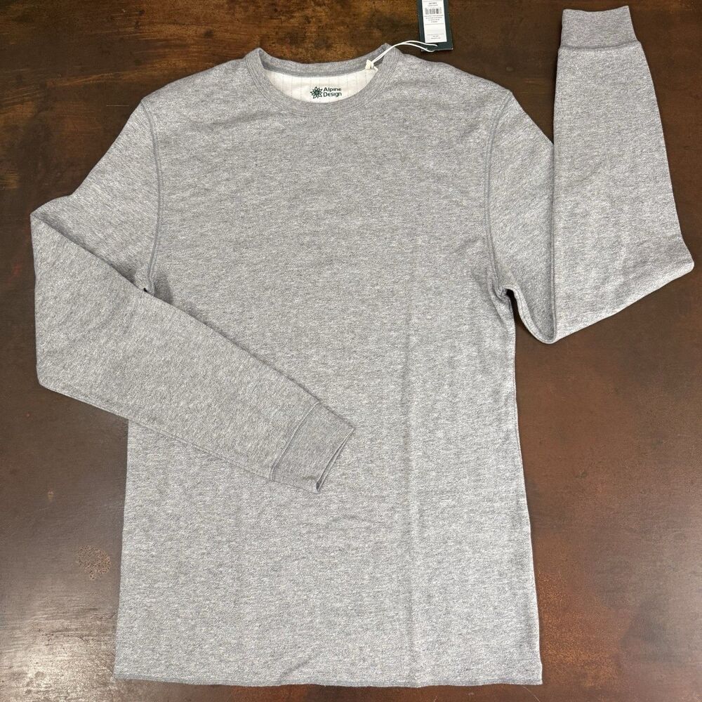 Alpine Design Peak Long Sleeve Duofold Crew Shirt Heather Gray Mens Size S NWT
